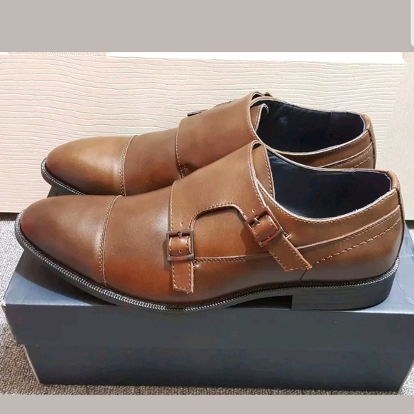 Joseph Abboud Monk Strap Brown Leather 